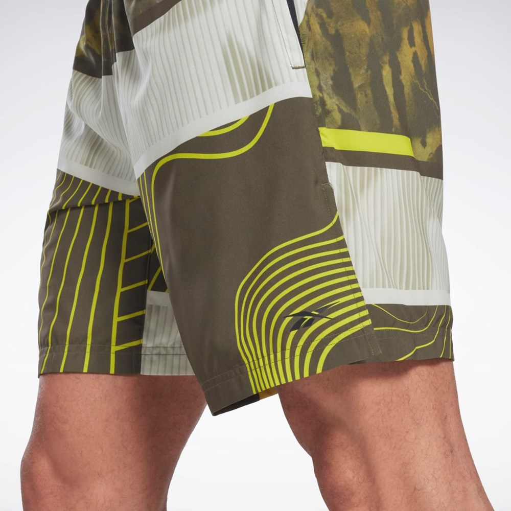 Reebok Austin Allover Print Shorts Gröna | GWFTA-5071