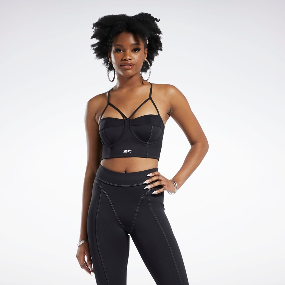 Reebok Cardi B Bralette Svarta Vita | CIEZU-0734