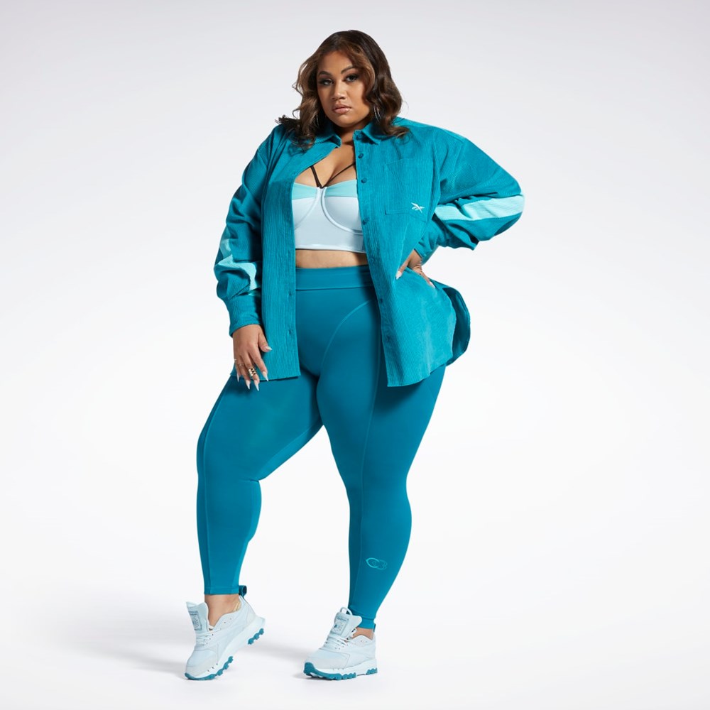 Reebok Cardi B Corduroy Cover-Up (Plus Size) Seaport Teal | PILAR-4390