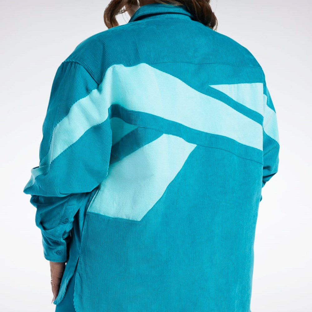 Reebok Cardi B Corduroy Cover-Up (Plus Size) Seaport Teal | PILAR-4390