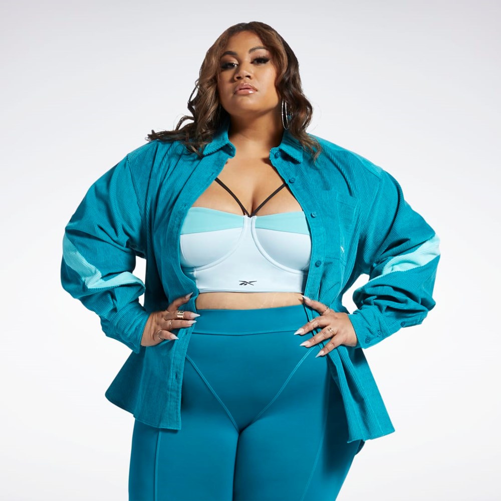 Reebok Cardi B Corduroy Cover-Up (Plus Size) Seaport Teal | PILAR-4390