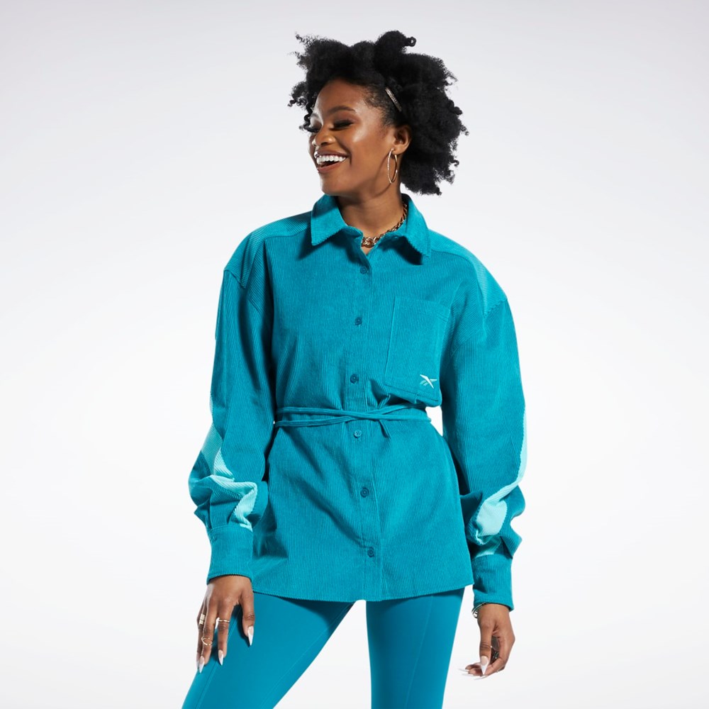 Reebok Cardi B Corduroy Cover-Up Seaport Teal | AYZXU-0827