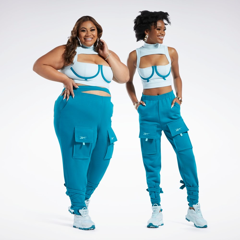 Reebok Cardi B Crop Top (Plus Size) Blå | BZIQV-1374