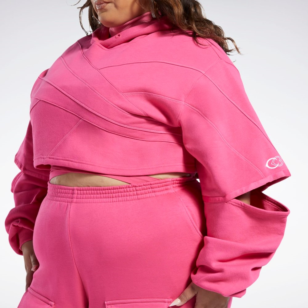 Reebok Cardi B Knit Hoodie (Plus Size) Rosa Rosa | DWGNR-2854