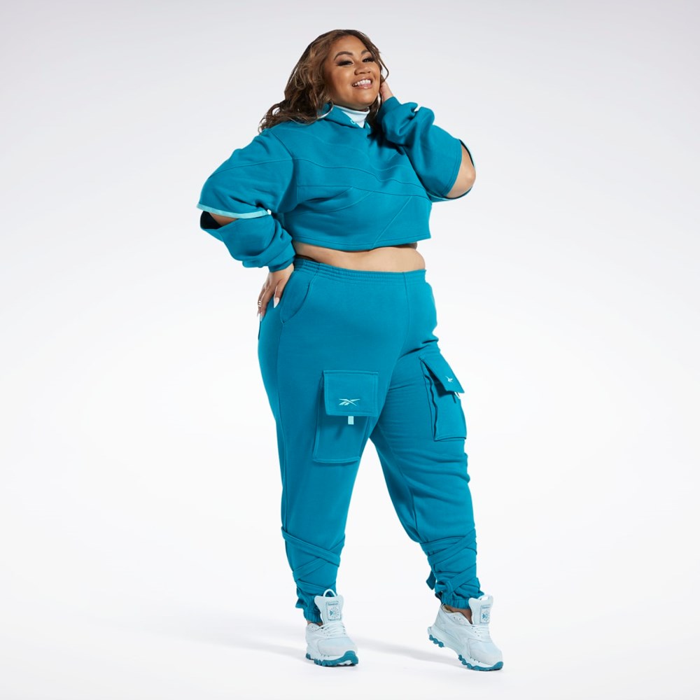 Reebok Cardi B Knit Hoodie (Plus Size) Seaport Teal / Seaport Teal | RUTAJ-2756