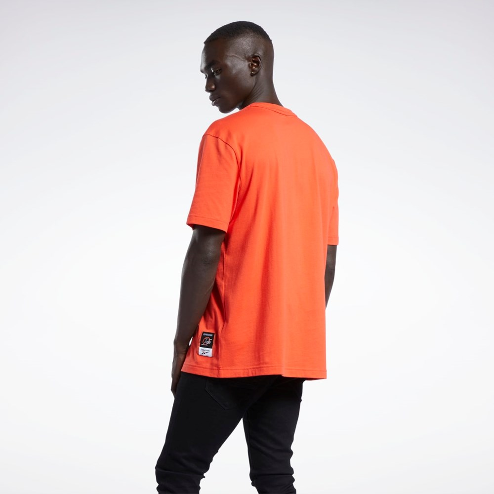 Reebok Iverson Basketball I3 Blue Print Korta Sleeve T-Shirt Röda | YDAXN-7435