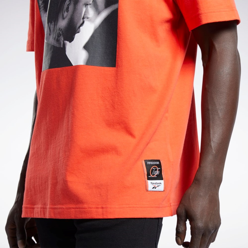 Reebok Iverson Basketball I3 Blue Print Korta Sleeve T-Shirt Röda | YDAXN-7435