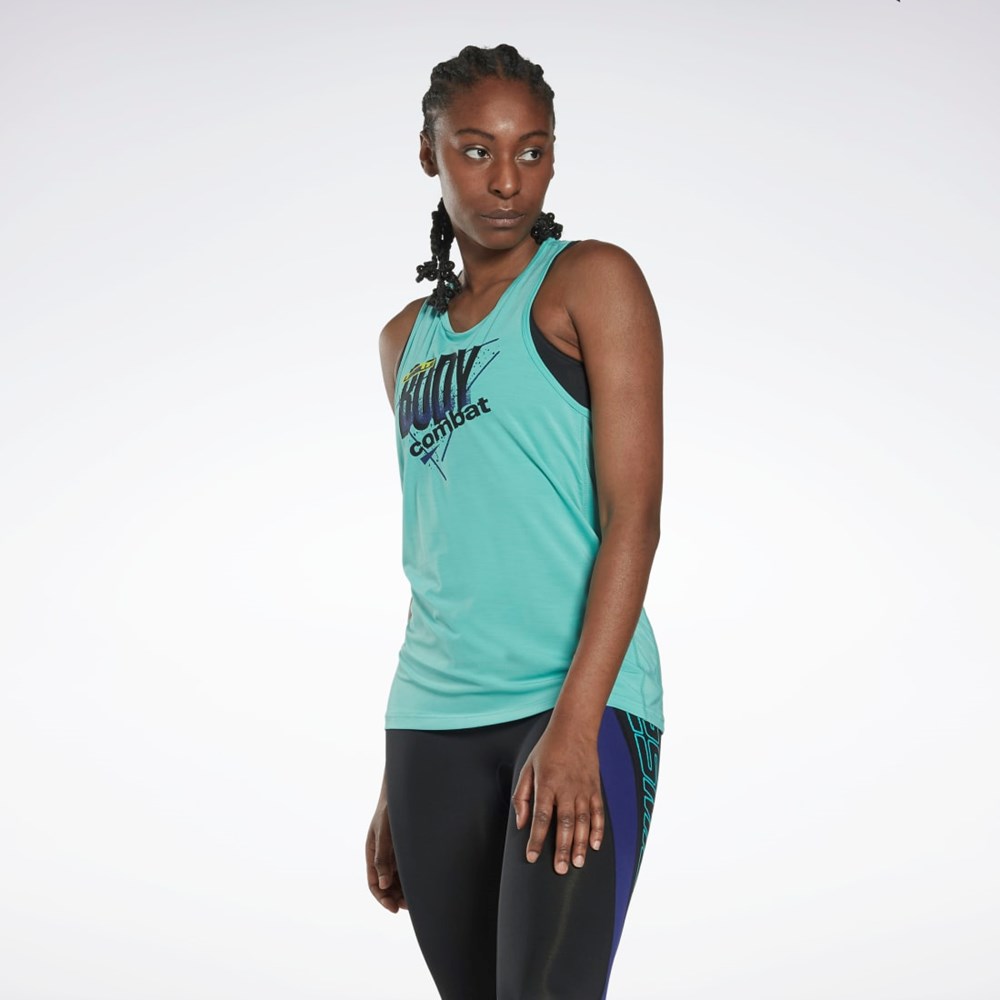 Reebok Les Mills® BodyCombat® ACTIVCHILL Tryck Tank Top Semi Classic Teal | TVMYD-8670
