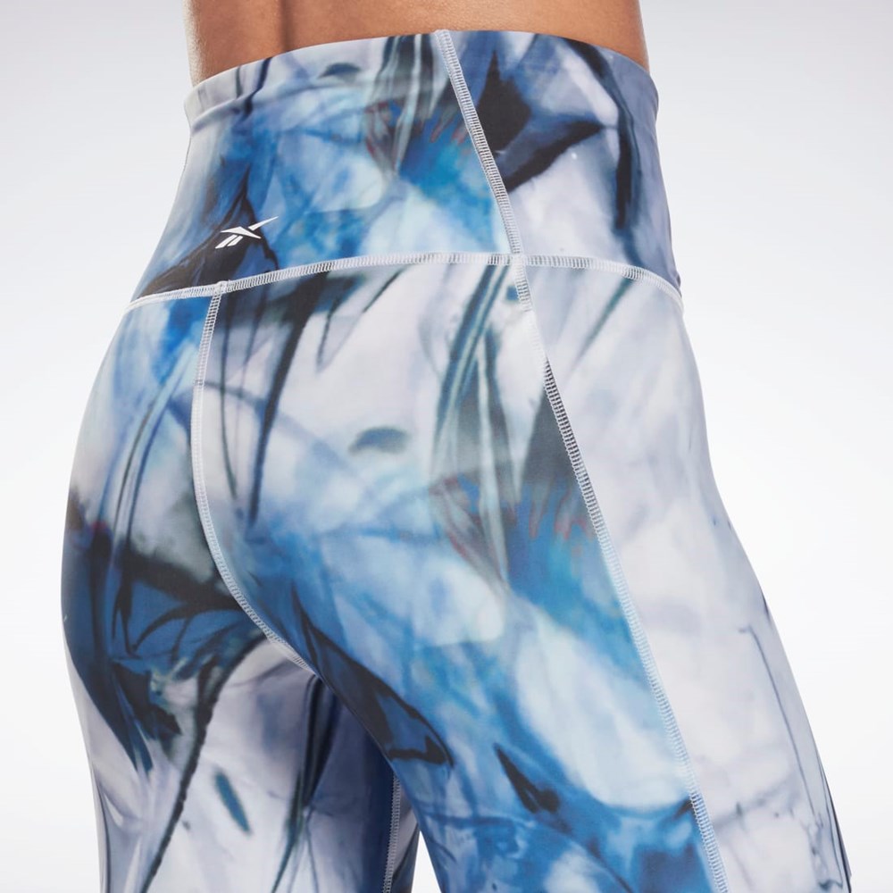 Reebok Lux Bold High-Waisted Liquid Abyss Print Tights Blå | SAHFC-9432