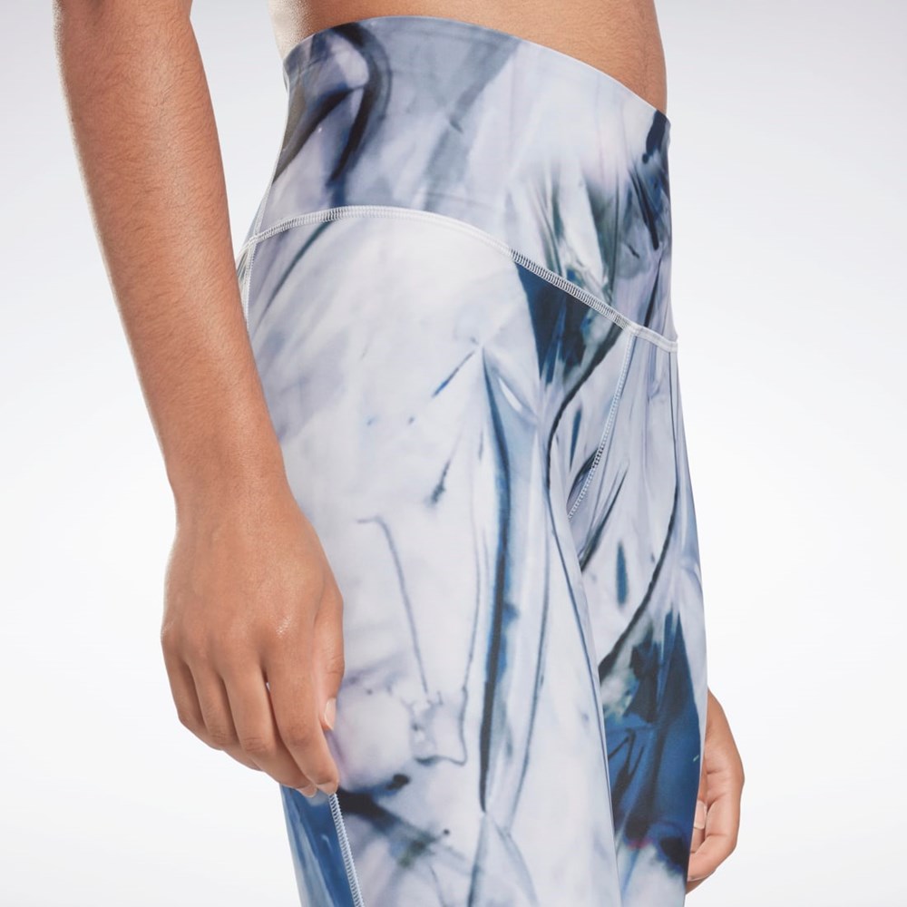 Reebok Lux Bold High-Waisted Liquid Abyss Print Tights Blå | SAHFC-9432
