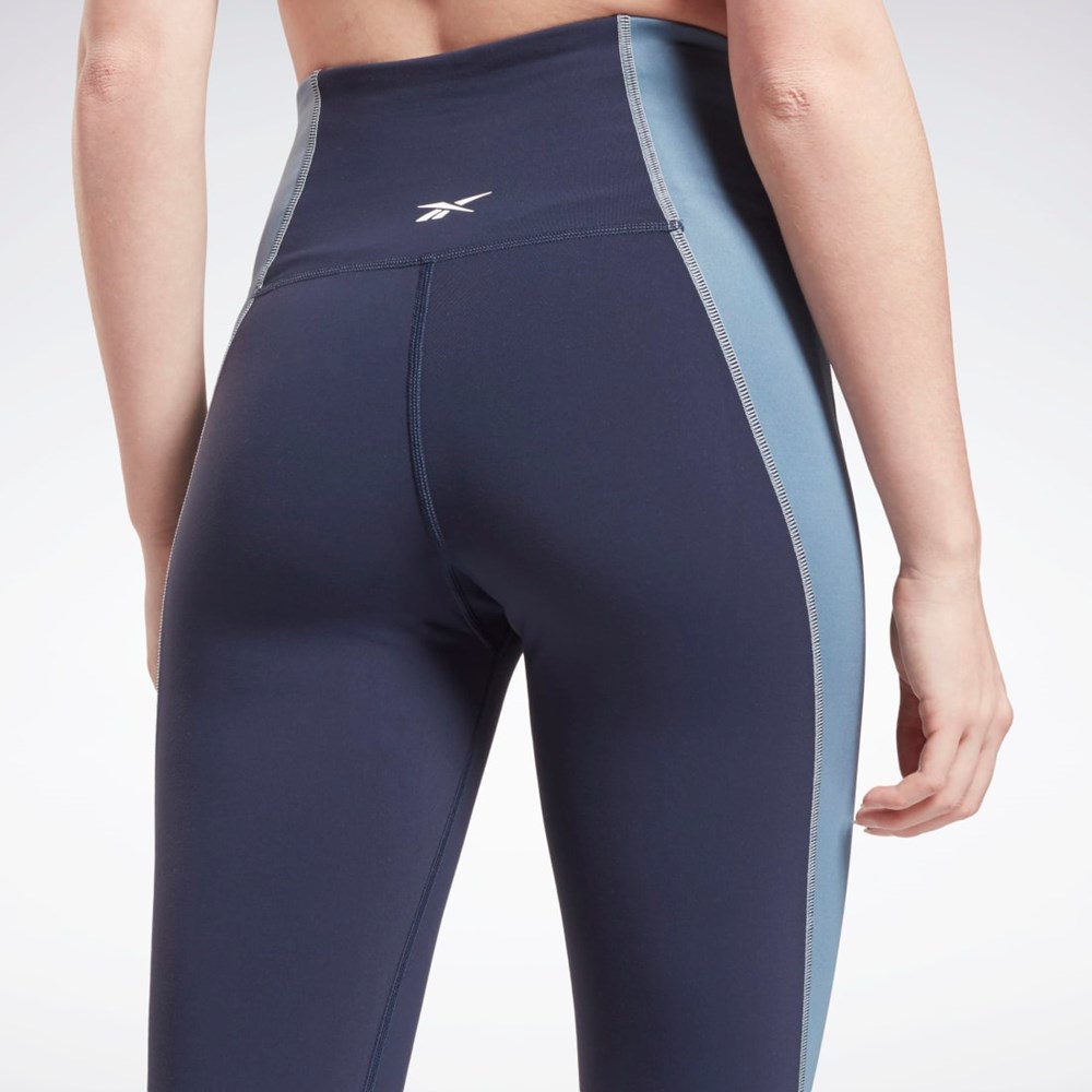 Reebok Lux High-Rise Colorblock Leggings Marinblå | EMFSO-5062
