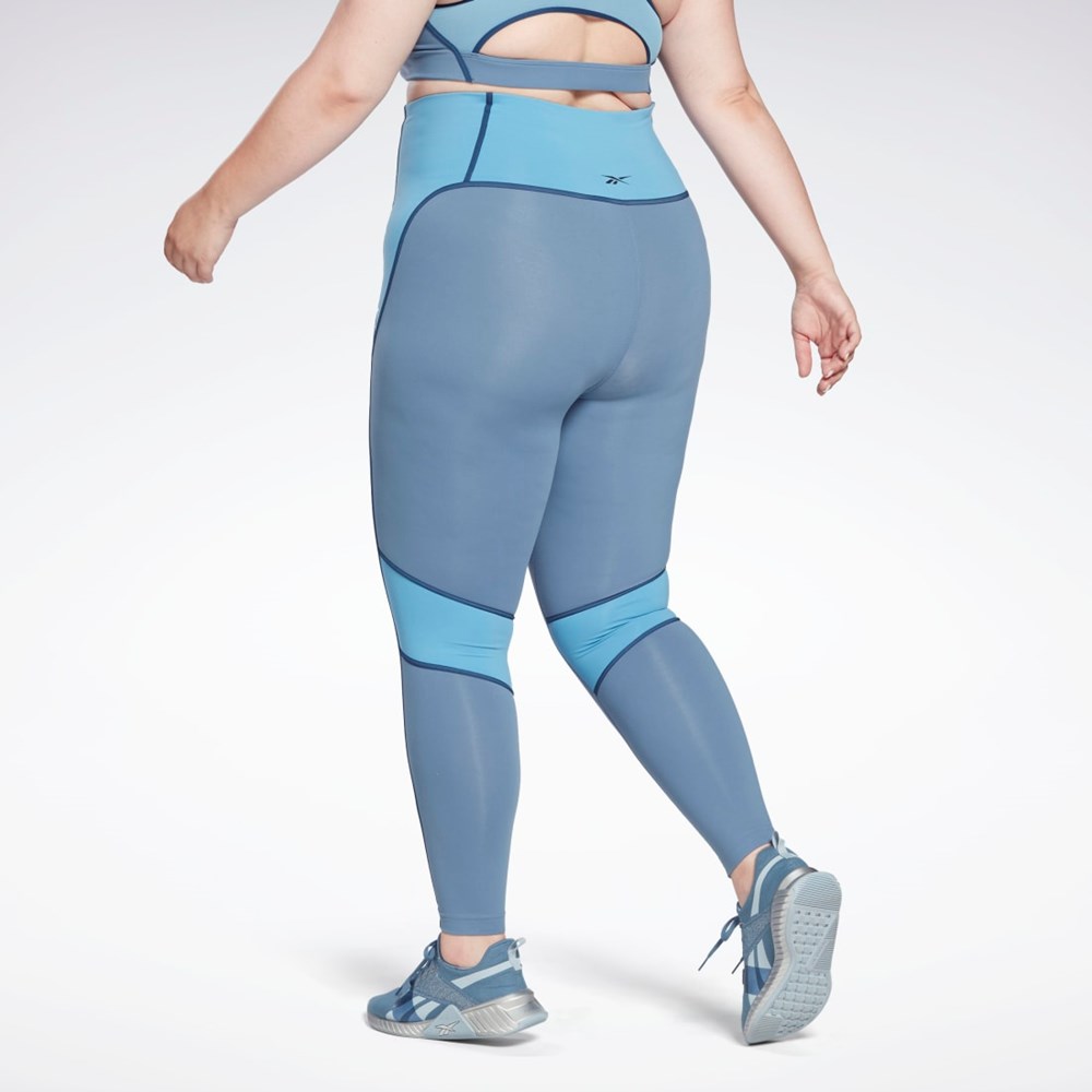 Reebok Lux High-Waisted Colorblock Tights (Plus Size) Blå | GJHTN-4865