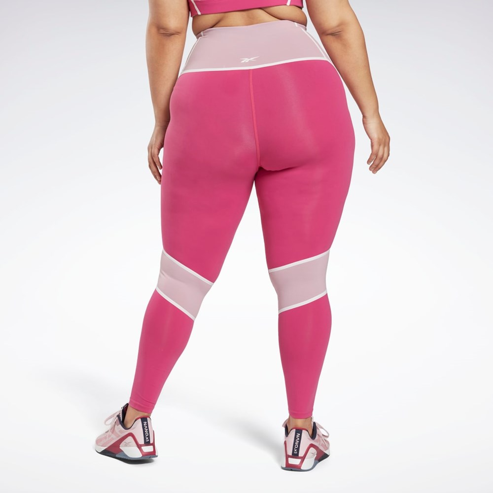 Reebok Lux High-Waisted Colorblock Tights (Plus Size) Rosa | UDRQF-2480