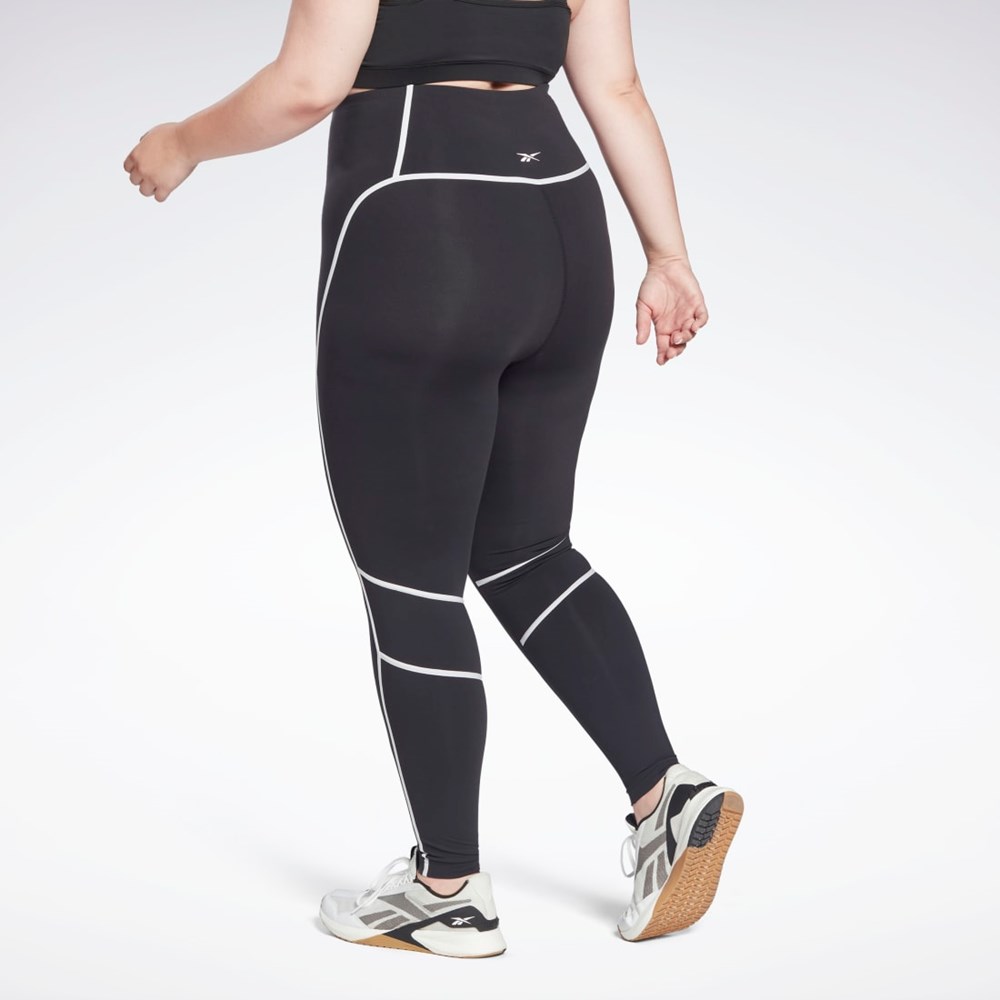 Reebok Lux High-Waisted Colorblock Tights (Plus Size) Svarta | YNXOL-2189