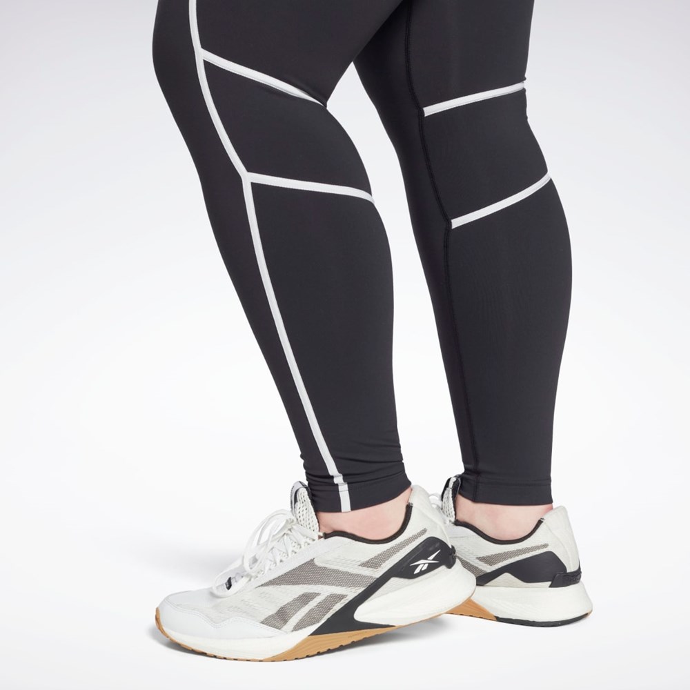 Reebok Lux High-Waisted Colorblock Tights (Plus Size) Svarta | YNXOL-2189