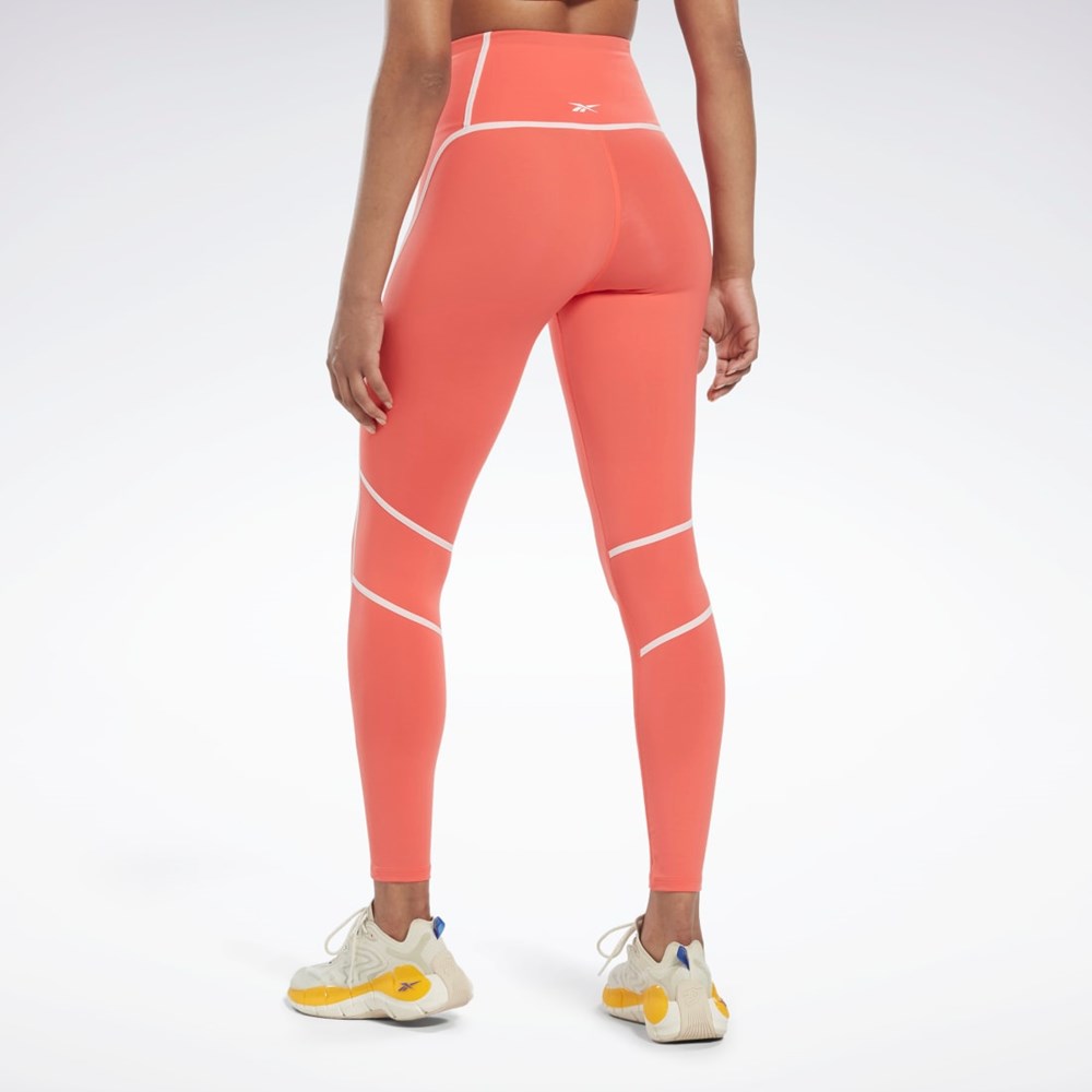 Reebok Lux High-Waisted Colorblock Tights Orange | ZRPYL-2579