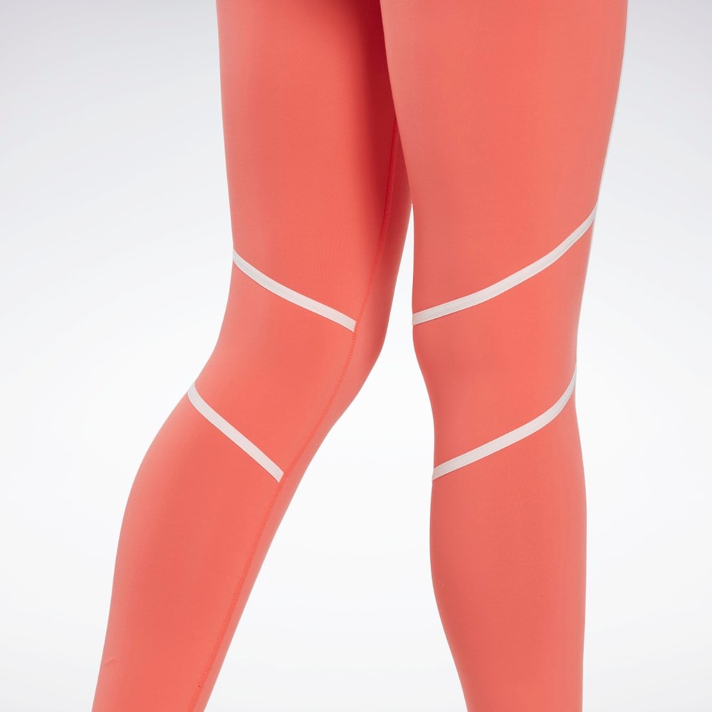 Reebok Lux High-Waisted Colorblock Tights Orange | ZRPYL-2579
