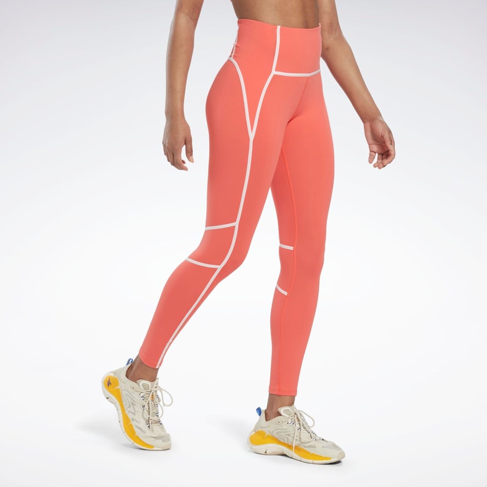 Reebok Lux High-Waisted Colorblock Tights Orange | ZRPYL-2579