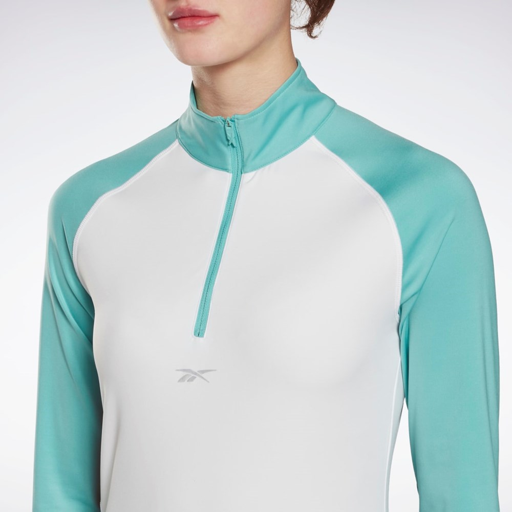 Reebok Löpar Quarter-Zip Sweatshirt Vita | FAJSE-9713