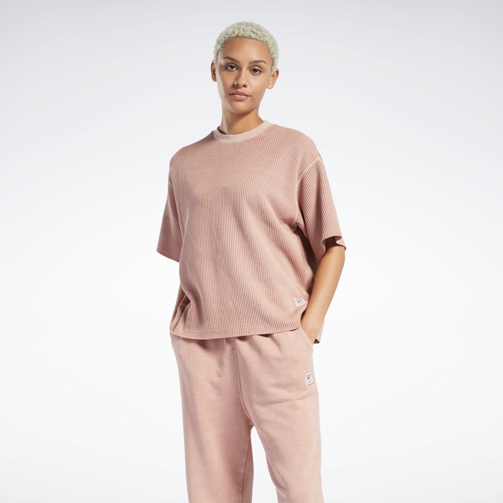Reebok Reebok Classics Natural Dye Waffle T-Shirt Korall | AMFWH-2756