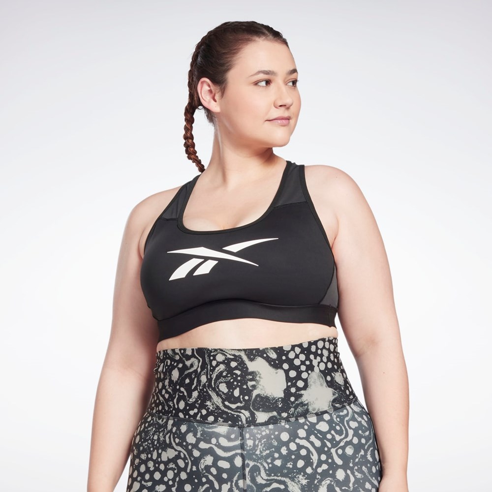 Reebok Reebok Lux Vector Racer Sports Bra (Plus Size) Svarta | TJIKX-0891