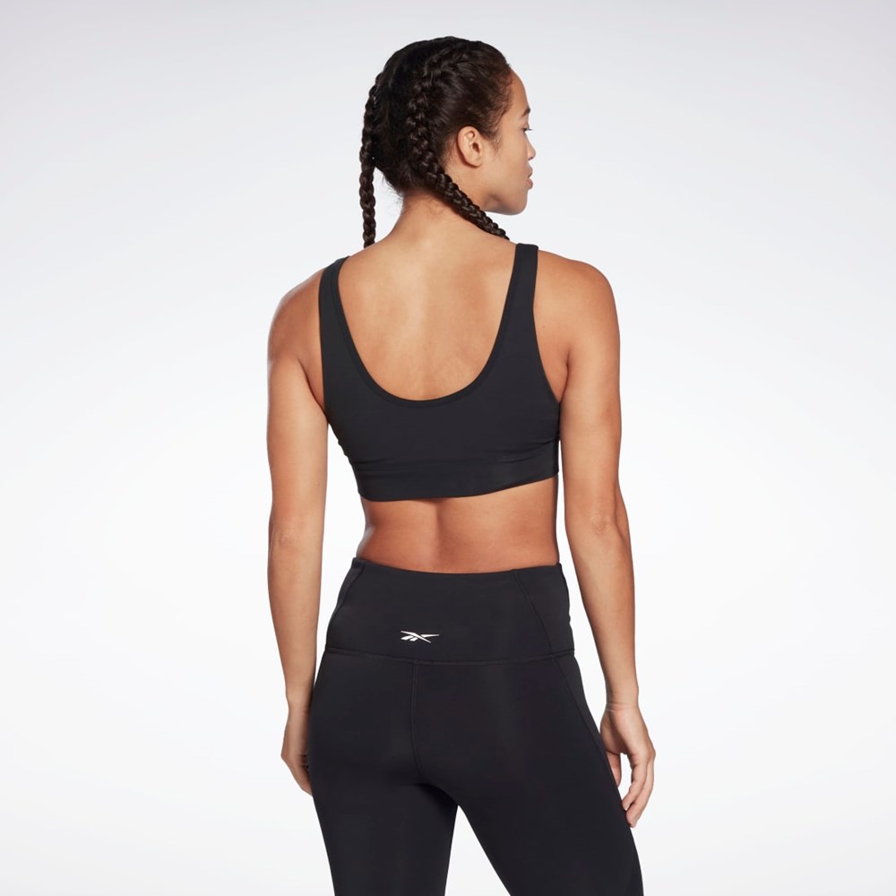 Reebok Studio Reebok Stripped Minimalist Bra Svarta | CKSPH-9214