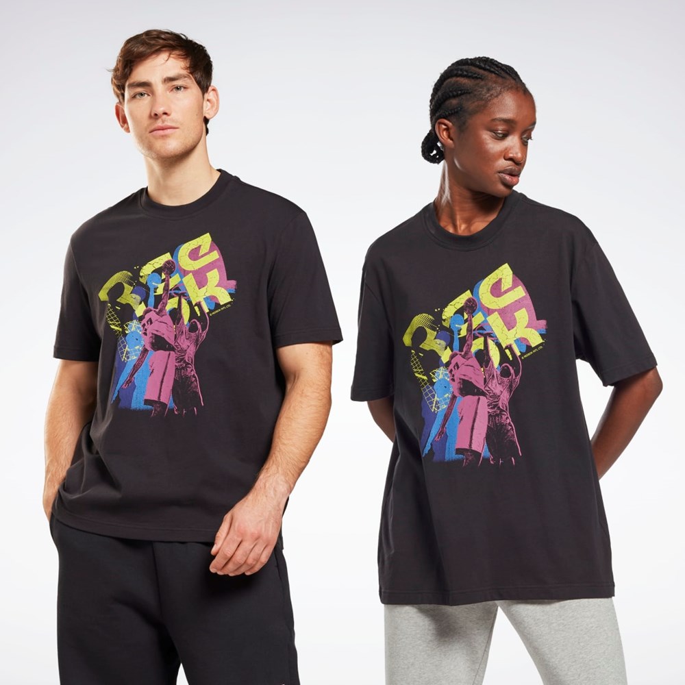 Reebok Tryck Series T-Shirt Svarta | PHIWS-8764