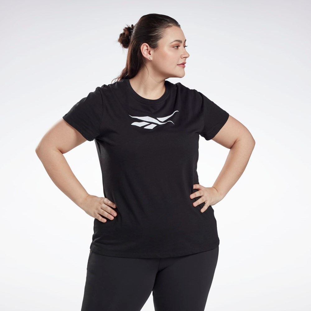 Reebok Tryck Vector T-Shirt (Plus Size) Svarta | PRIFQ-0854