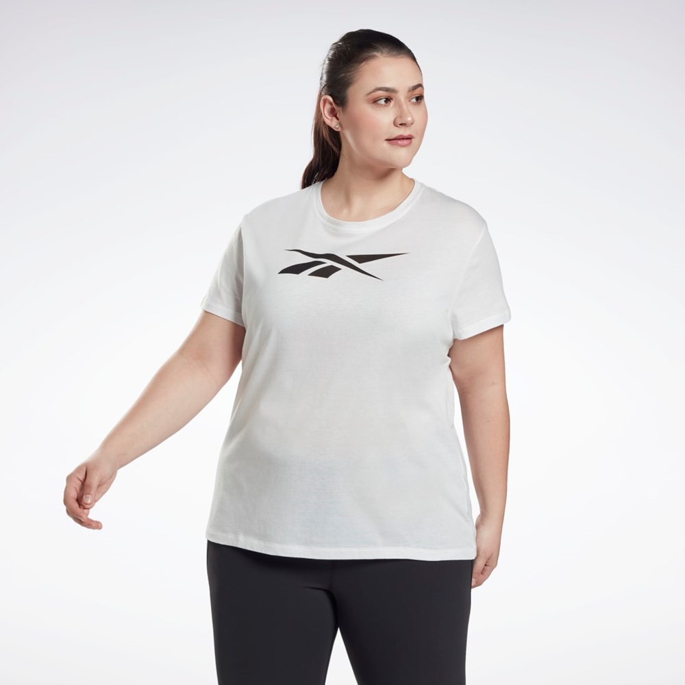 Reebok Tryck Vector T-Shirt (Plus Size) Vita | RFSLM-1435