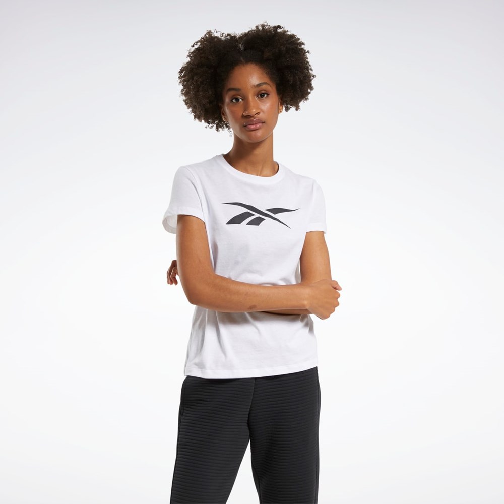 Reebok Tränings Essentials Vector Tryck Tee Vita | NFUJT-7062