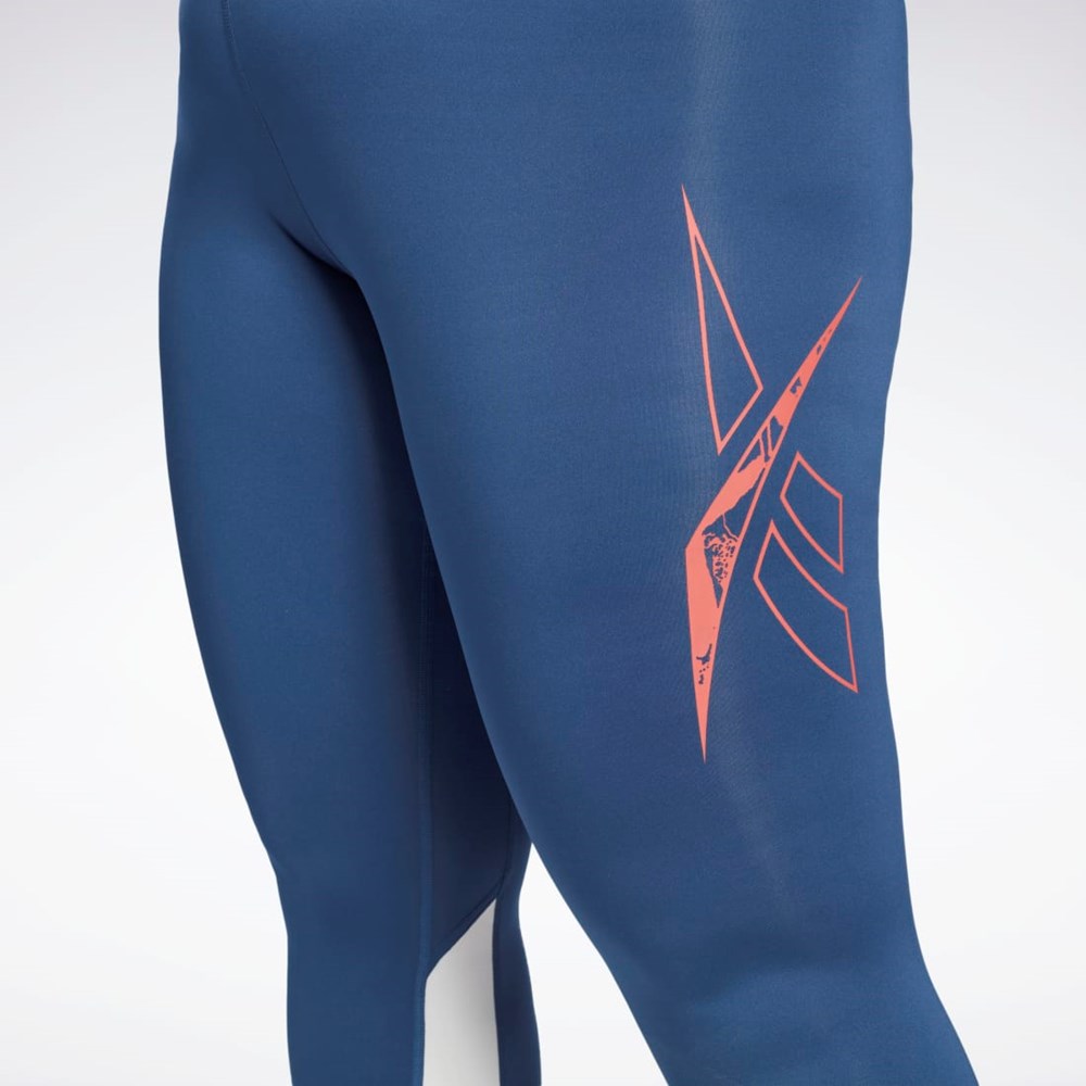 Reebok Workout Ready Vector Leggings (Plus Size) Blå | LJEQU-6871